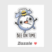 Bee op tijd Funny Insect Clock Pun Sticker (Vel)