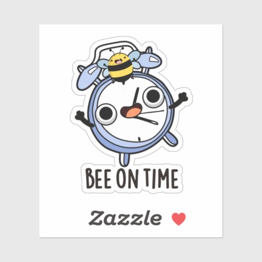 Bee op tijd Funny Insect Clock Pun Sticker (Vel)