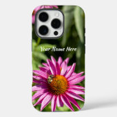 Bee & Pink Coneflower iPhone 16 Pro Case (Achterkant)