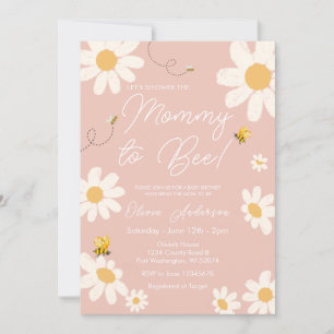 Bee Pink Daisy Retro Mama naar Bee Baby shower Kaart
