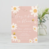 Bee Pink Daisy Schattige Bay Bee Baby shower Kaart (Staand voorkant)