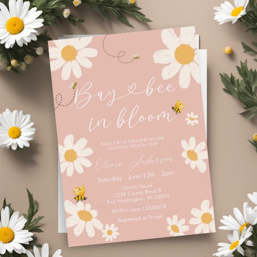 Bee Pink Daisy Schattige Bay Bee Baby shower Kaart