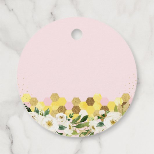 Bee Pink Gold Floral Birthday Hartelijk dank Bedankjes Labels (Achterkant)