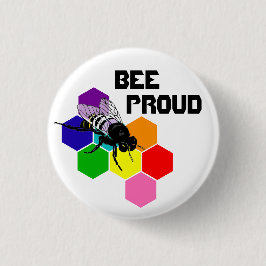 Bee proud - niet-binaire vlag ronde button 3,2 cm