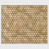 Bee Queen Honey Comb Hexagone Black Gold Cadeaupapier (Vlak)