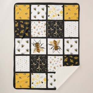 Bee Quilt Sherpa Deken