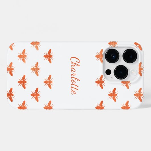 Bee roos gold monogram name script Case-Mate iPhone case (Achterkant (horizontaal))