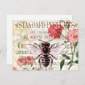  Bee Rose Bouquet Ephemera Briefkaart (Voorkant / Achterkant)