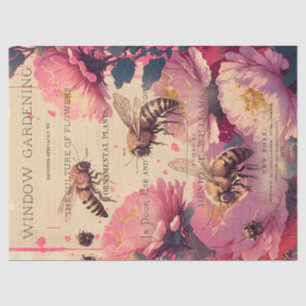  Bee Rose Bouquet Ephemera Ontworpen weefsel Tissuepapier