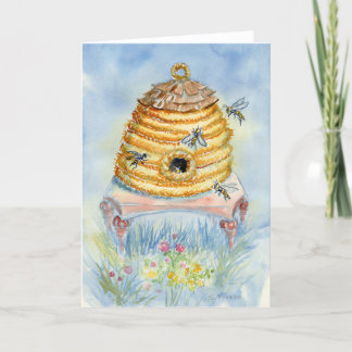 Bee Skep Blank Notecard Kaart