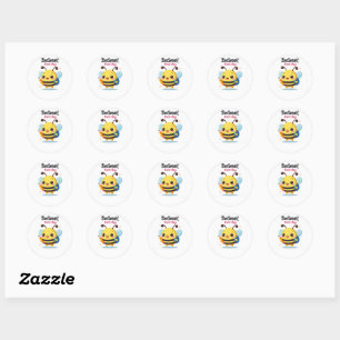 Bee‑Smart Eerste Dag Moppige Schoolstickers Ronde Sticker