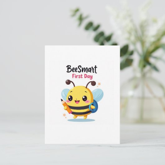 Bee‑Smart First Day School Postcard Briefkaart (Staand voorkant)
