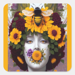 Bee stil ontwerp vierkante sticker