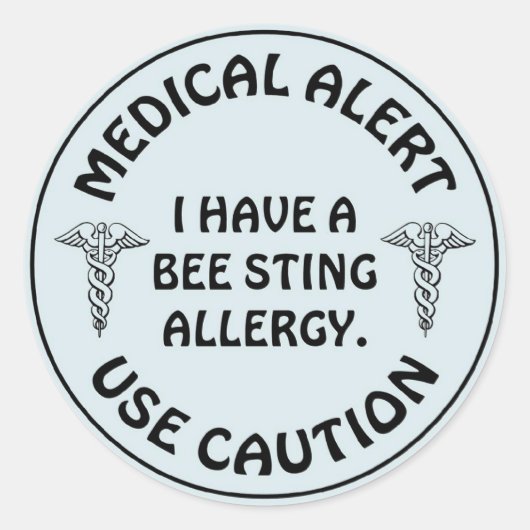 BEE STING ALLERGY RONDE STICKER (Voorkant)