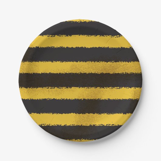 Bee Stripes Geel en Zwart Papier Bord (Voorkant)