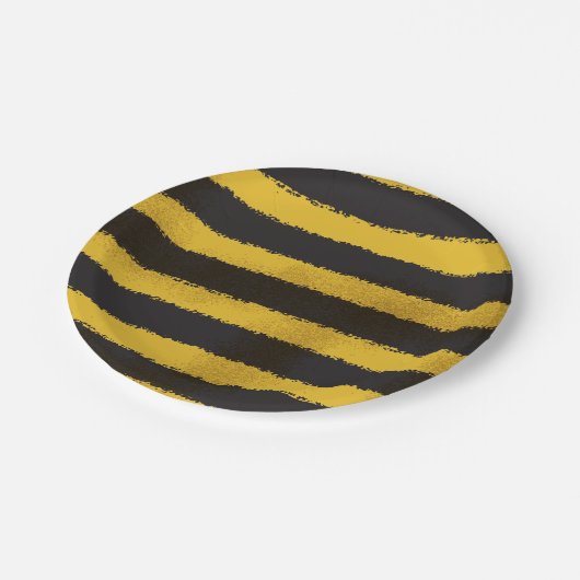 Bee Stripes Geel en Zwart Papier Bord (Gekanteld)