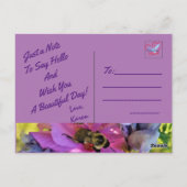 BEE SUR UNE CARTE POSTALE HIBISCUS ROSE (Dos)