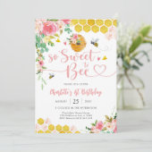 Bee Theme 1st Birthday Invitation Kaart (Staand voorkant)