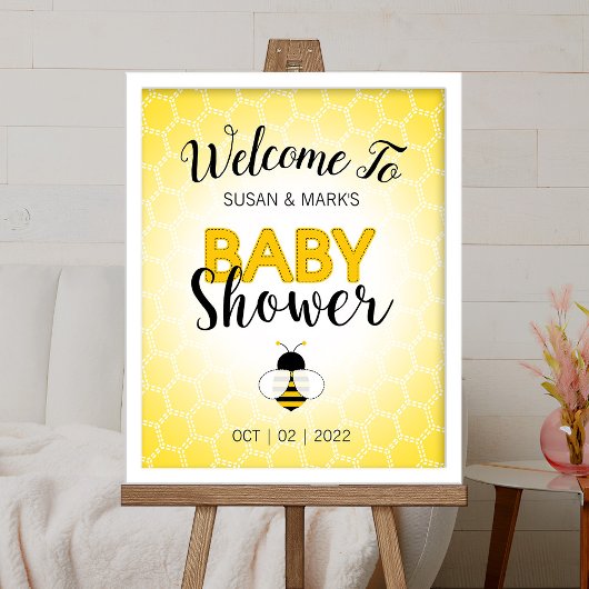Bee Theme Affiche de bienvenue Baby shower Board.