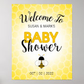 Bee Theme Affiche de bienvenue Baby shower Board. (Devant)