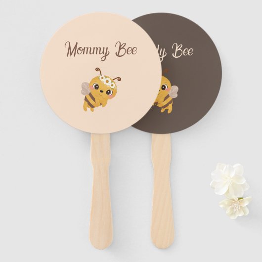 Bee Theme Baby shower Mammie en papaver Handwaaier (Voorkant en achterkant)