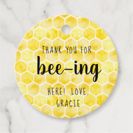 Bee Theme Bedankt voor Bee-ing Hier Geel en zwart Bedankjes Labels