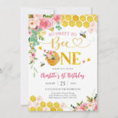 Bee Theme First Birthday Invitation (Devant)
