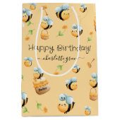 Bee-Theme Party Gelukkige Verjaardag Custom Naam Medium Cadeauzakje (Voorkant)