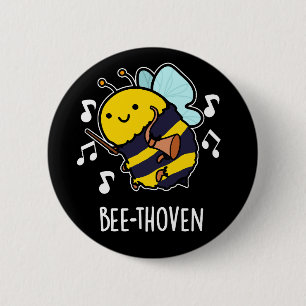Bee-thoven Funny Music Bee Pun Dark BG Ronde Button 5,7 Cm