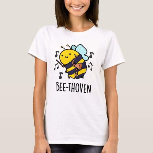 Bee-thoven Funny Music Bee Pun T-shirt (Voorkant)