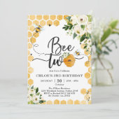 Bee Two Honey Bee 2nd Birthday Invitation (Debout devant)