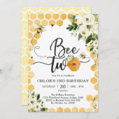 Bee Two Honey Bee 2nd Birthday Invitation (Devant / Derrière)