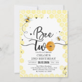 Bee Two Honey Bee 2nd Birthday Invitation (Devant)