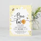 Bee Two Honey Bee 2nd Birthday Invitation Kaart (Staand voorkant)