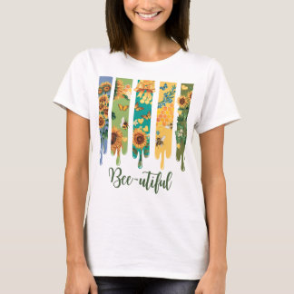 Bee-utiful Spring Art - Kleurrijke Paint Drip Desi T-shirt
