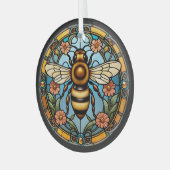 Bee-utiful Stained Glass Honeybee  Glas Ornament (Voorkant links)