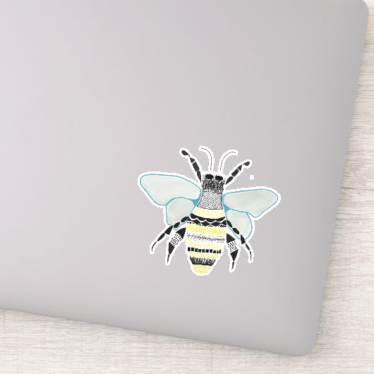 Bee Vinyl Cut Sticker Zen Doodle (Detail)