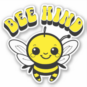 Bee vriendelijk tekstontwerp sticker