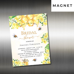 Bee Vrijgezellenfeest gele floralen magnetuitnodig