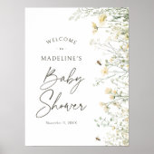 Bee Wildflower Baby shower Welkomstbord Poster (Voorkant)