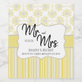 Bee Yellow and Grey Geometric Mr. en Mrs. Wijn Etiket (Enkel label)