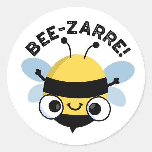 Bee-zarre Funny Bizarre Bee Pun Ronde Sticker (Voorkant)