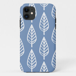 Beech blad patroon - Hemelblauw en wit iPhone 11 Hoesje