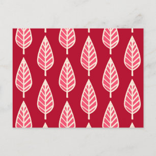 Beech blad patroon - Robijnrood en crème Briefkaart