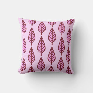 Beech blad patroon - roze en bordeauxrood kussen