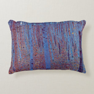 Beech Forest van Gustav Klimt, Art Nouveau Accent Kussen