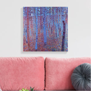 Beech Forest van Gustav Klimt, Art Nouveau Canvas Afdruk