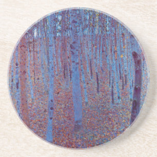 Beech Forest van Gustav Klimt,  Art Nouveau Zandsteen Onderzetter