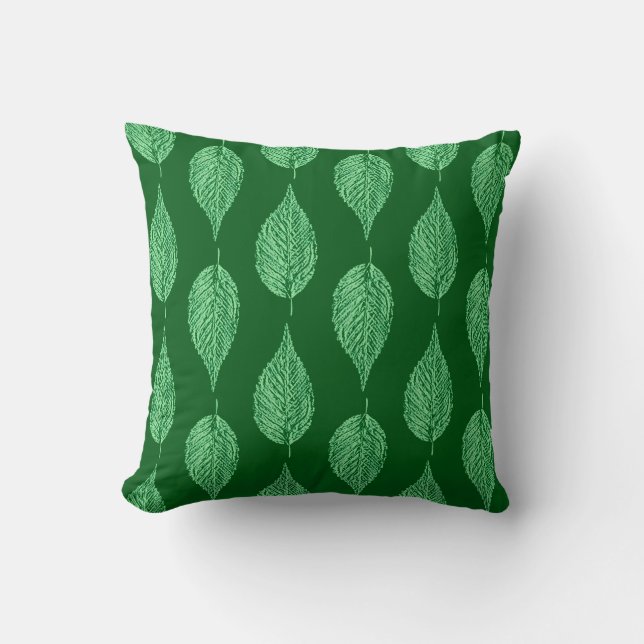 Beech Leaf Chalk Print, Deep Emerald Green Kussen (Voorkant)