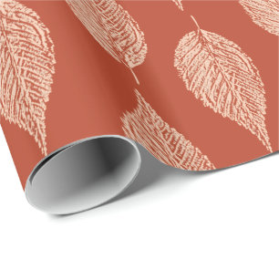 Beech Leaf Chalk Print, Mandarijns Oranje Cadeaupapier